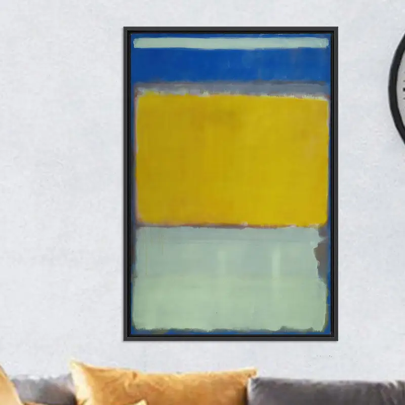 Moderne expressionistische Leinwand: Blauer und gelber Minimal-Kunstdruck