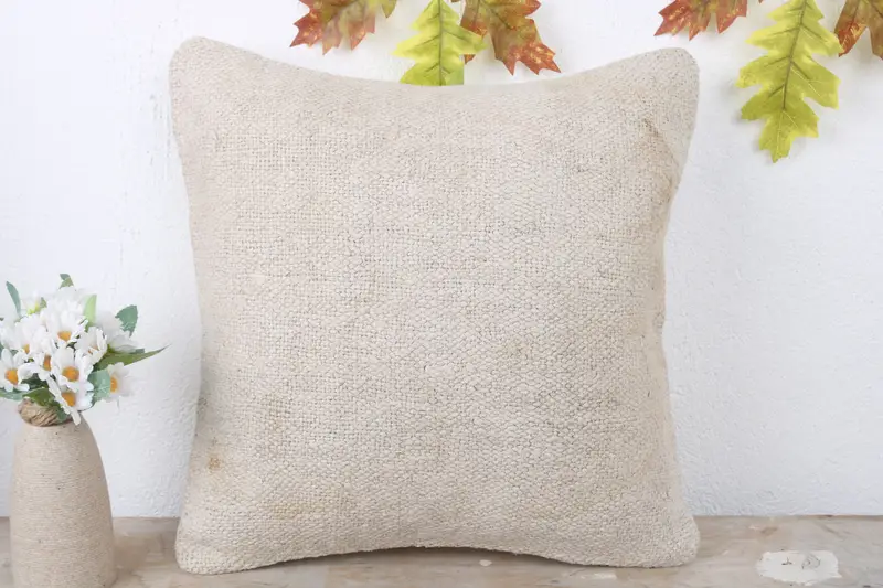 Home Decor Pillow, Cushion Case, Sofa Bolster Pillow Cover, Kilim Pillow Cover, 16x16 White Pillow, Boho Pillow Sham Cover - 2