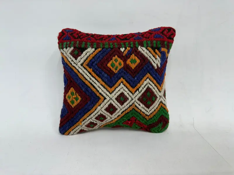 Interior Designer Pillow, 12x12 Blue Cushion, Kilim Pillow, Cushion Case, Southwestern Pillow, Kilim Pillow Cover, Nomadic Pillow - 1