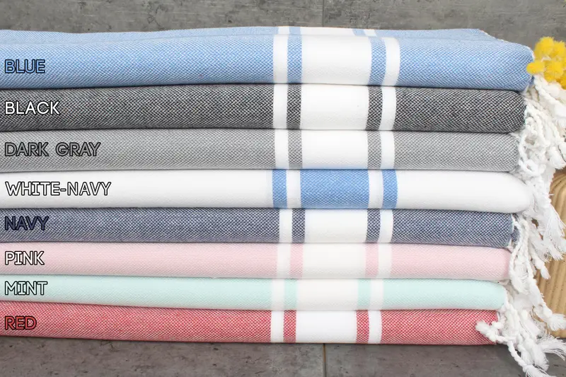 Cotton Dish Towel Striped Monogram, Beige, 24x36 Inches