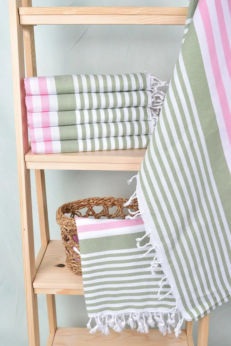 Peshtemal, Turkish Towel USA, Spa Towel, 68x36 Cotton Striped Towel, Embroidered Towel, Guest Towel, Friends Beach Towel, Bachelorette Party Favors - 3
