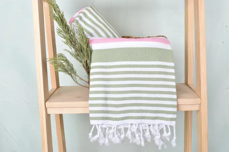 Peshtemal, Turkish Towel USA, Spa Towel, 68x36 Cotton Striped Towel, Embroidered Towel, Guest Towel, Friends Beach Towel, Bachelorette Party Favors - 4