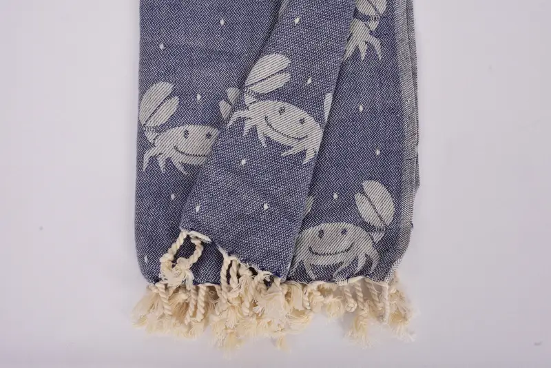 Soft towel, 68x40 Cotton Crab Design Towel, Wedding Anniversary Gift, Holiday Towel, Bridal Party Gifts, Lightweight towel, Hammam towel - 7