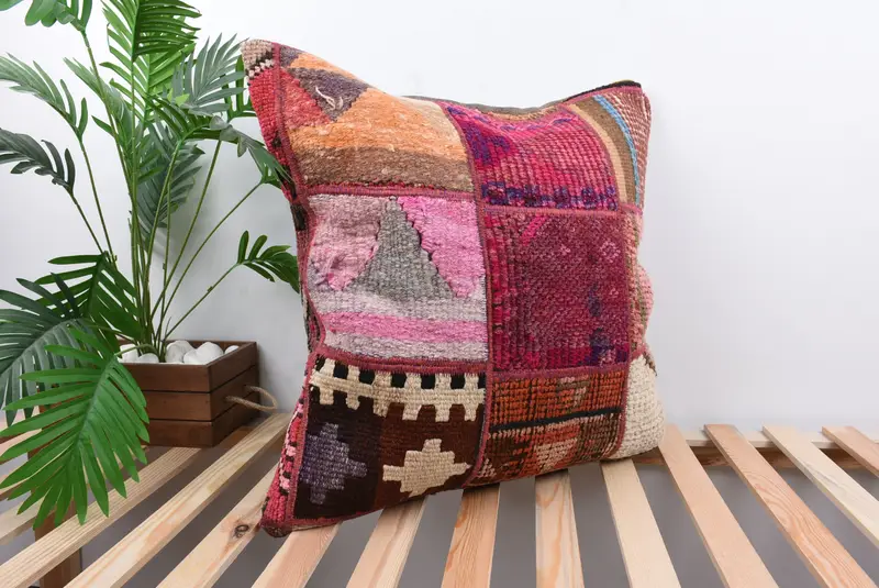 Home Decor Pillow, Kilim Pillow Cover, 24x24 Purple Pillow Sham, Pillow Case, Pillow for Sofa, Bohemian Cushion Pillow Cover - 4