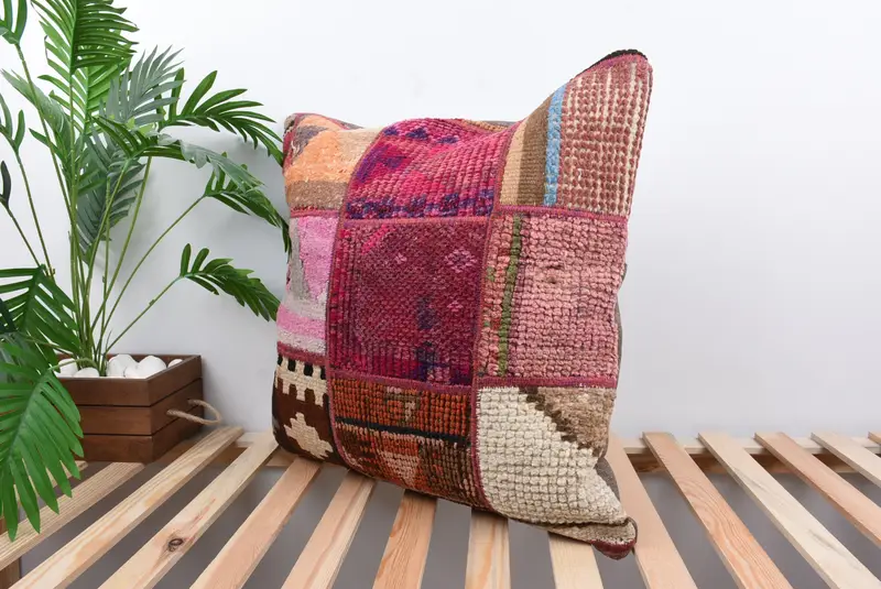 Home Decor Pillow, Kilim Pillow Cover, 24x24 Purple Pillow Sham, Pillow Case, Pillow for Sofa, Bohemian Cushion Pillow Cover - 5