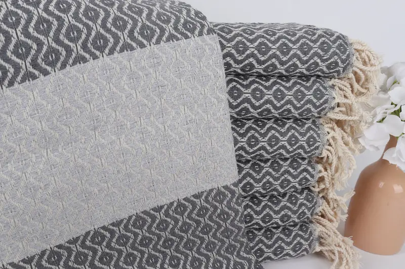 Custom Beach Towel Turkish Cotton Dark Gray-Light Gray, 40x71 Inches