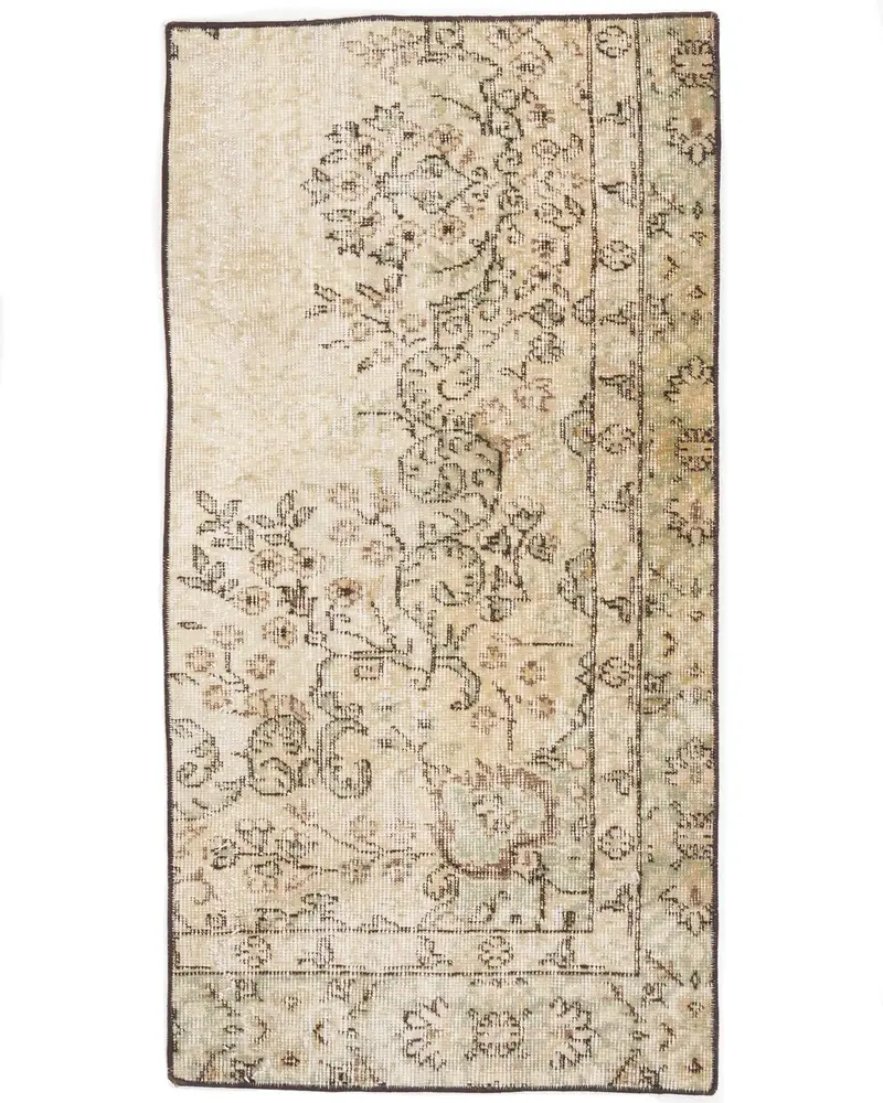 Eleganter beiger Teppich mit grünem Rand, 2 x 3,9 Fuß