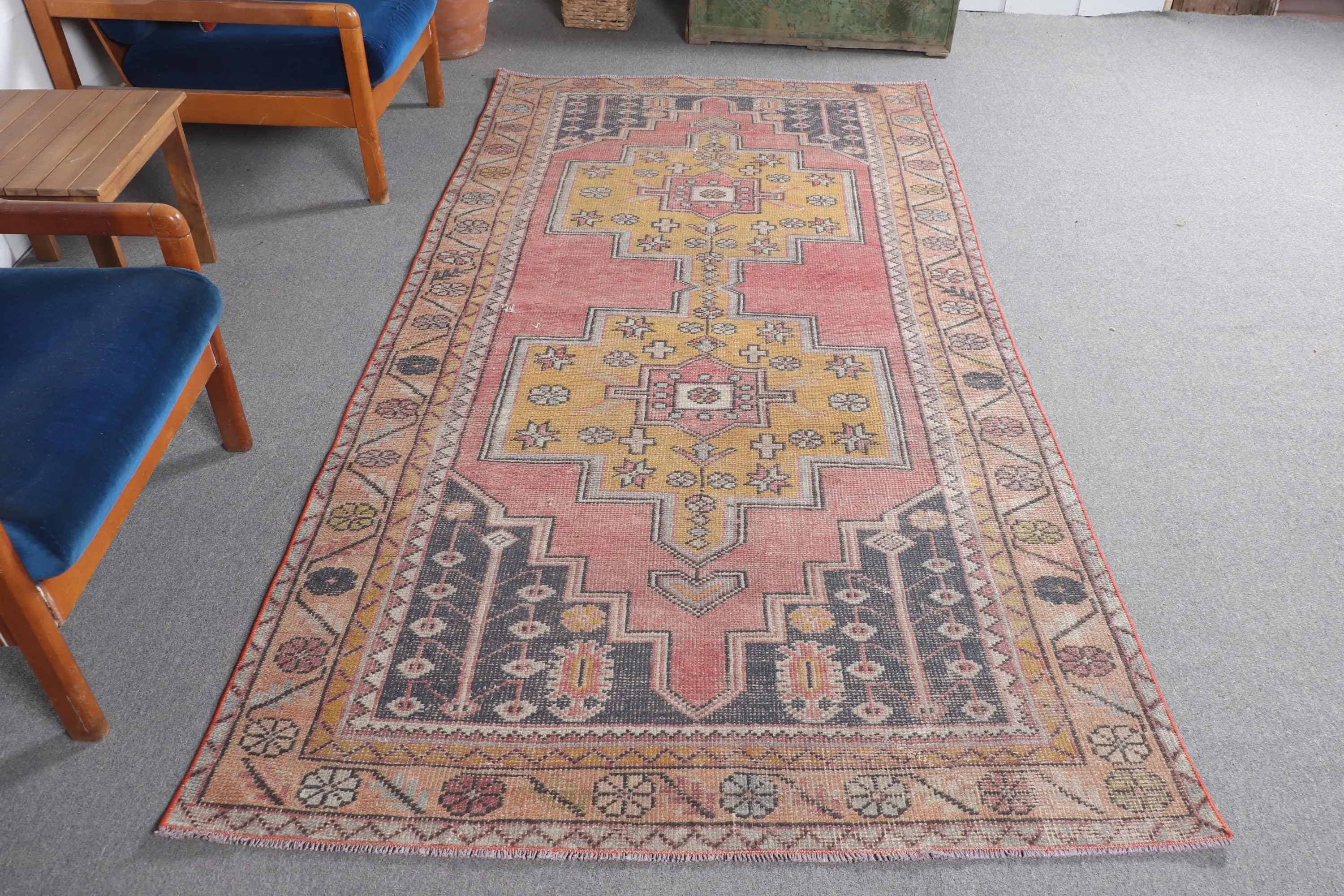 Vintage Large Rug 4.6x8.8 ft (141x268 cm), Red Oriental Turkish Rug - 1