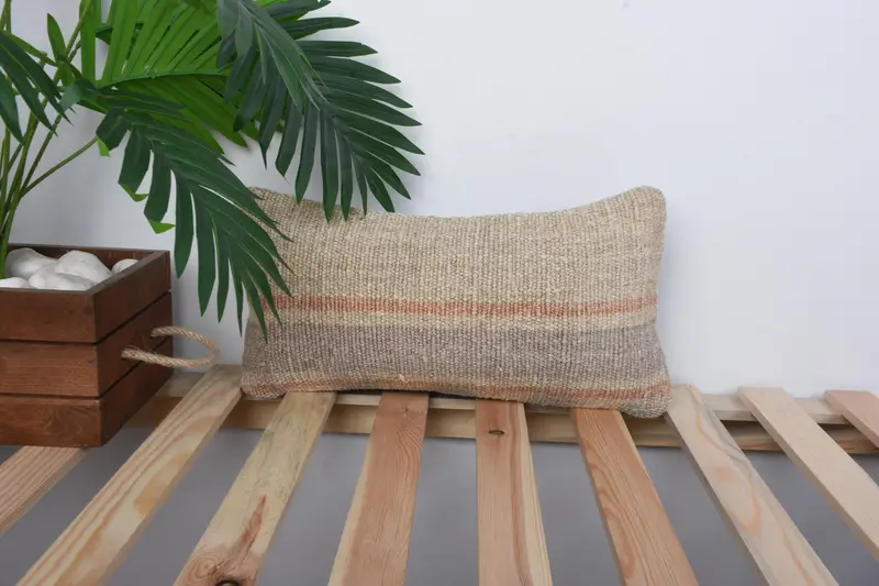 Vintage Kilim Throw Pillow, Cushion, Vintage Throw Pillow Cover, Kilim Pillow Cover, Indoor Pillow Cover, Home Decor Pillow, 8x16 Beige Pillow - 1