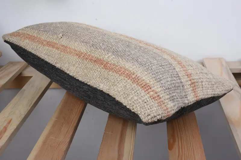 Vintage Kilim Throw Pillow, Cushion, Vintage Throw Pillow Cover, Kilim Pillow Cover, Indoor Pillow Cover, Home Decor Pillow, 8x16 Beige Pillow - 6