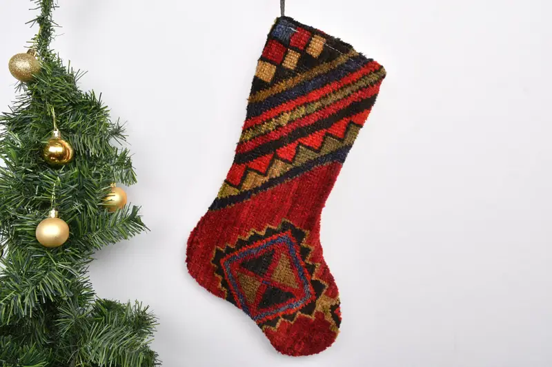 Patrón de adornos navideños, calcetín navideño de 7 pulgadas de ancho