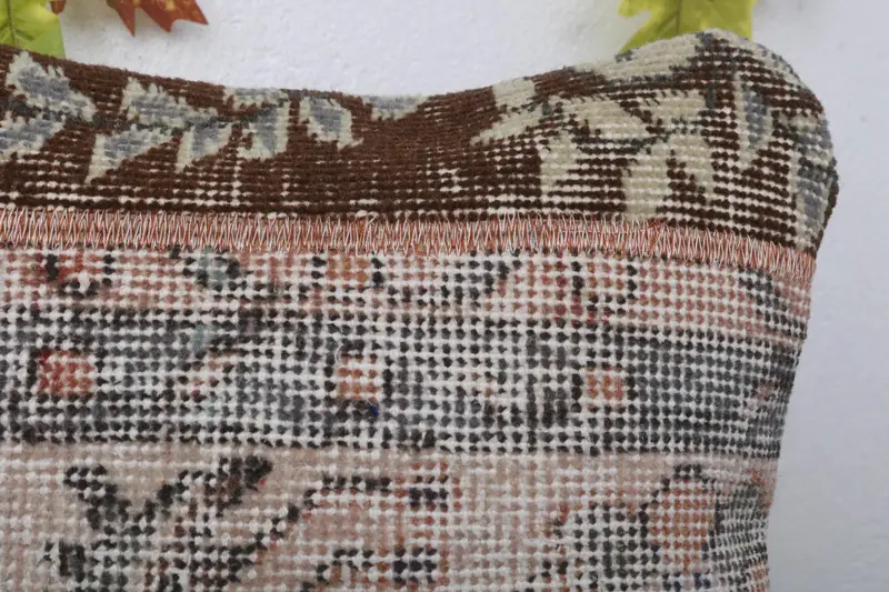 Turkish Bench Pillow Cover, Cushion Case, 16x16 Beige Pillow Sham, Throw Kilim Pillow, Ethnical Kilim Rug Pillow, Turkish Pillow - 5