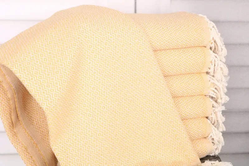 Diamond Towel Personalized Turkish Cotton Mustard Towel, 40x71 Inches