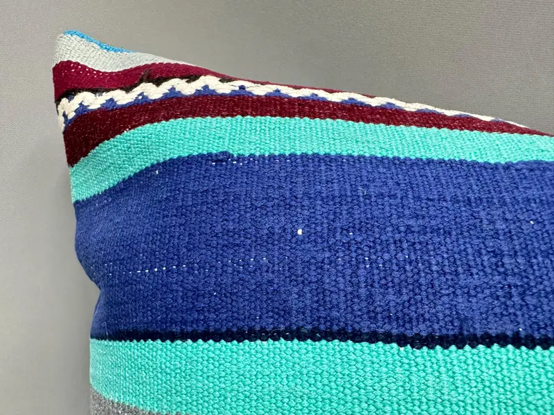 Home Decor Pillow, 20x20 Blue Pillow Case, Lounge Throw Cushion Case, Turkish Kilim Pillow, Pillow, Vintage Throw Pillow, Boho Pillow Sham Cover - 5