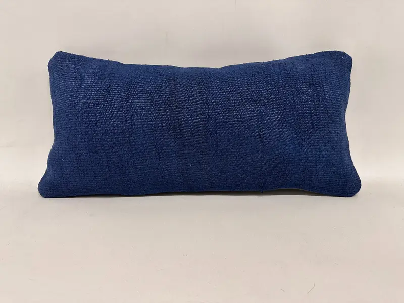 Cushion Case, Throw Kilim Pillow, Authentic Cushion, 12x24 Blue Pillow Case, Boho Pillow Sham Cover, Vintage Kilim Throw Pillow - 1