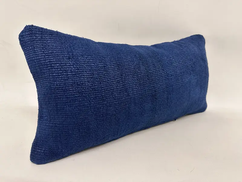 Cushion Case, Throw Kilim Pillow, Authentic Cushion, 12x24 Blue Pillow Case, Boho Pillow Sham Cover, Vintage Kilim Throw Pillow - 4