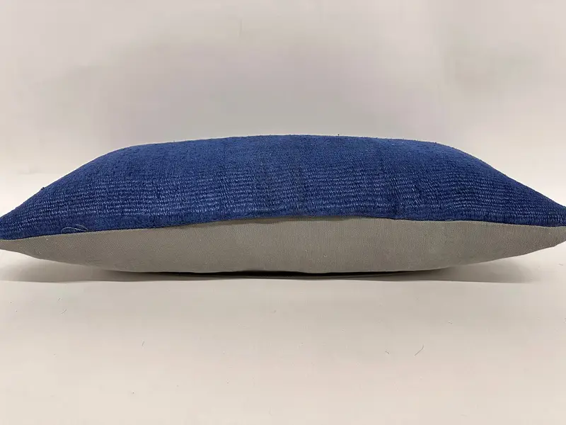Cushion Case, Throw Kilim Pillow, Authentic Cushion, 12x24 Blue Pillow Case, Boho Pillow Sham Cover, Vintage Kilim Throw Pillow - 5