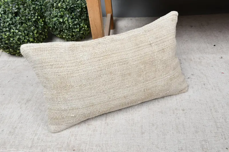 Outdoor Patio Pillow Sham, 12x20 Beige Pillow Case, Cushion Cover, Kilim Pillow, Ethnical Kilim Rug Pillow, Antique Pillows - 7