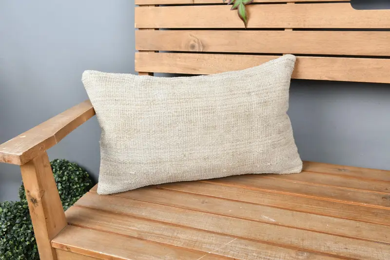 Outdoor Patio Pillow Sham, 12x20 Beige Pillow Case, Cushion Cover, Kilim Pillow, Ethnical Kilim Rug Pillow, Antique Pillows - 1
