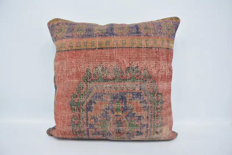 Rot-grünes Hanf-Wurfkissen, 32 x 32 Vintage-Haustierportrait-Design