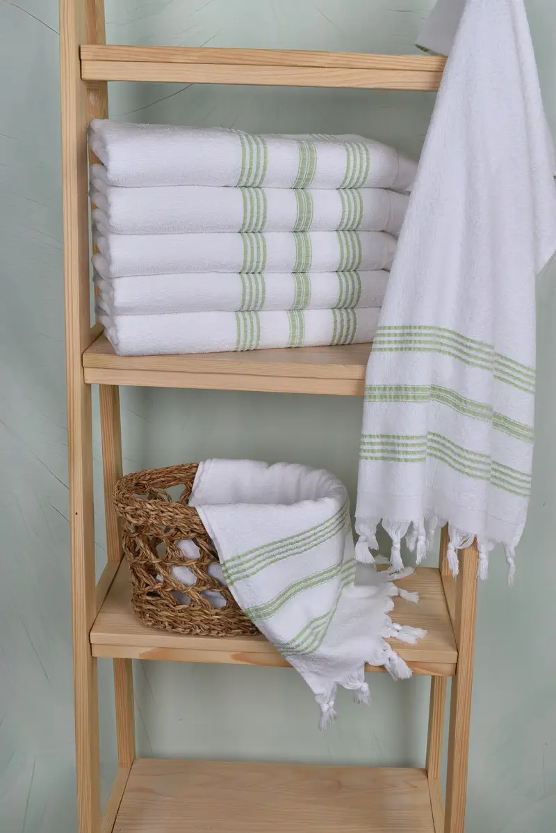 Bathroom Hand Towel, Turkish Towel Hand Towel, 40x18 Cotton Striped Terry Towel, Monogram Hand Towel, Kitchen Towel, Travel Towel, Gift For The Home - 3