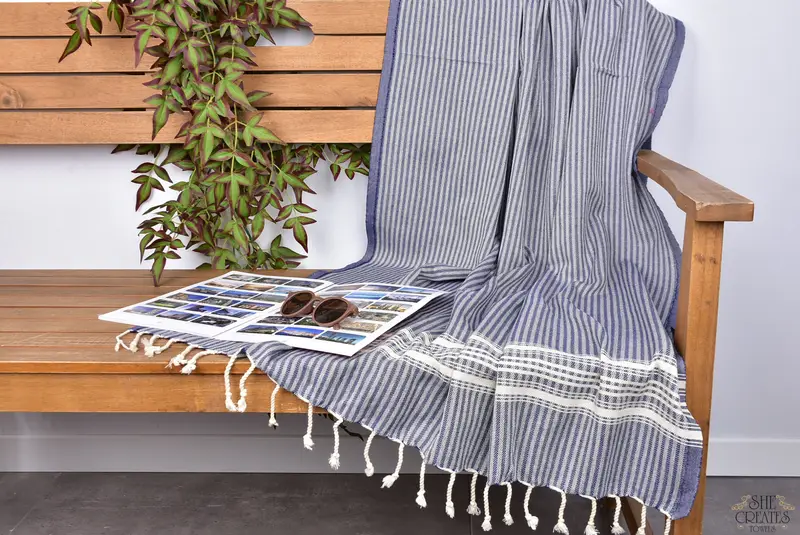 Grandma Gift, Personalized Towel Gift, Quick-Dry Beach Towel, Summer Towel, 68x38 Linen Striped Towel, Hammam towel, Monogrammed Beach Towel - 3