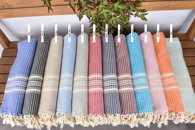 Grandma Gift, Personalized Towel Gift, Quick-Dry Beach Towel, Summer Towel, 68x38 Linen Striped Towel, Hammam towel, Monogrammed Beach Towel - 2