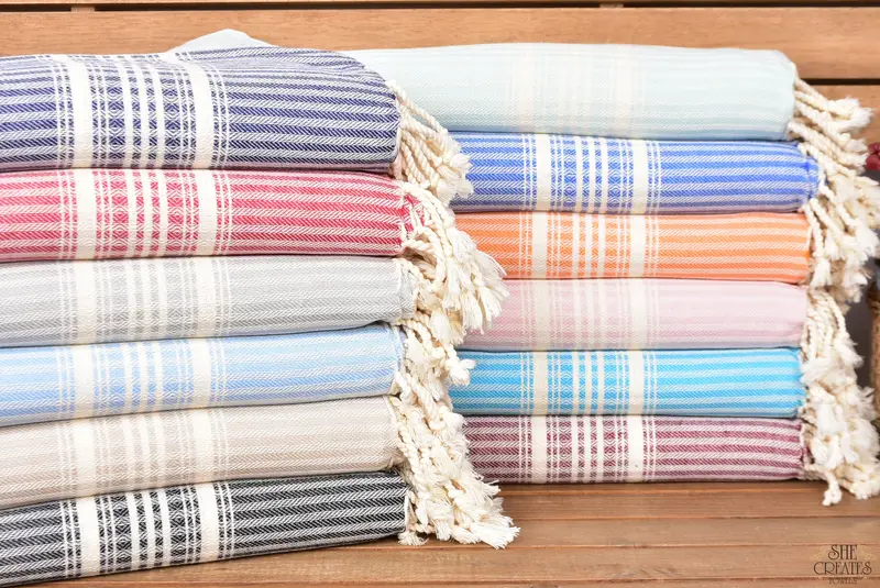 Grandma Gift, Personalized Towel Gift, Quick-Dry Beach Towel, Summer Towel, 68x38 Linen Striped Towel, Hammam towel, Monogrammed Beach Towel - 1