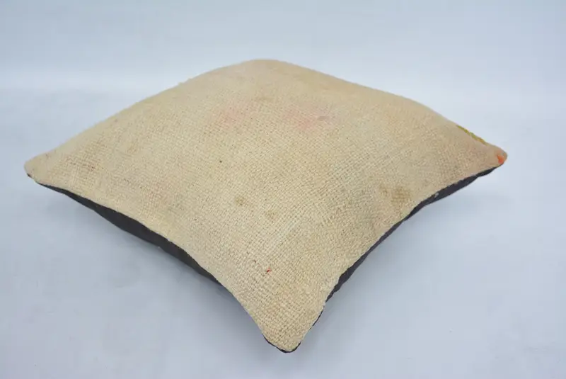 Pillow, Vintage Kilim Pillow, Knitted Cushion Case, Kilim Cushion Sham, Kilim Rug Pillow Sham, Turkish Pillow, 14x14 Beige Pillow Case - 6