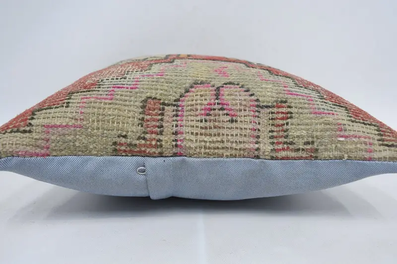 Boho Pillow Sham Cover, Chair Cushion, Cushion Case, Tribal Cushion, Ethnical Kilim Rug Pillow, Kilim Pillow Cover, 16x16 Red Pillow - 5