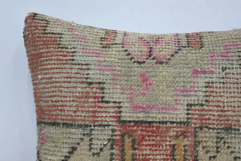 Boho Pillow Sham Cover, Chair Cushion, Cushion Case, Tribal Cushion, Ethnical Kilim Rug Pillow, Kilim Pillow Cover, 16x16 Red Pillow - 2