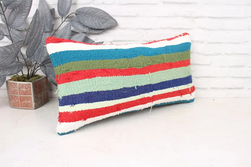 Indoor Cushion Cover, Kilim Pillow, 12x24 Red Pillow, Home Decor Pillow, Turkish Pillow, Decorative Throw Pillow Case, Pillow Cover - 3