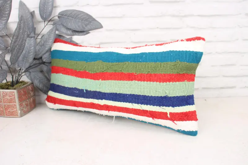 Indoor Cushion Cover, Kilim Pillow, 12x24 Red Pillow, Home Decor Pillow, Turkish Pillow, Decorative Throw Pillow Case, Pillow Cover - 4