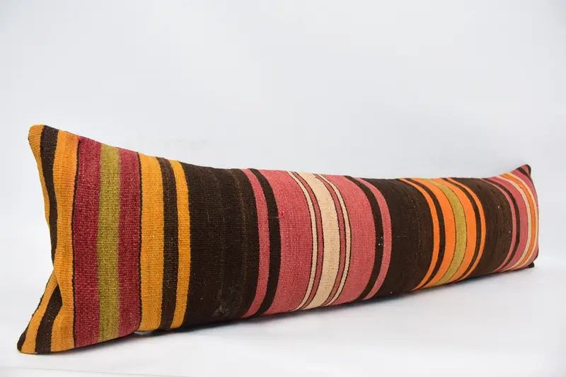 Vintage Kilim Throw Pillow, Kilim Pillow Cover, Interior Designer Pillow, Wholesale Cushion, 12x48 Brown Cushion Case, Pillow - 3