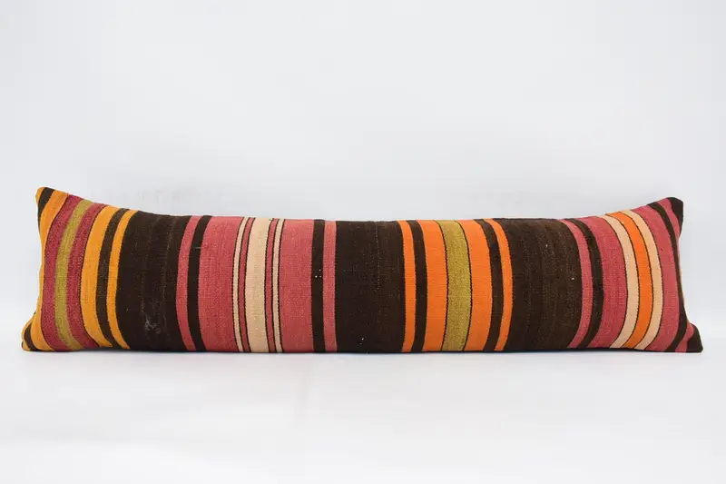 Vintage Kilim Throw Pillow, Kilim Pillow Cover, Interior Designer Pillow, Wholesale Cushion, 12x48 Brown Cushion Case, Pillow - 1