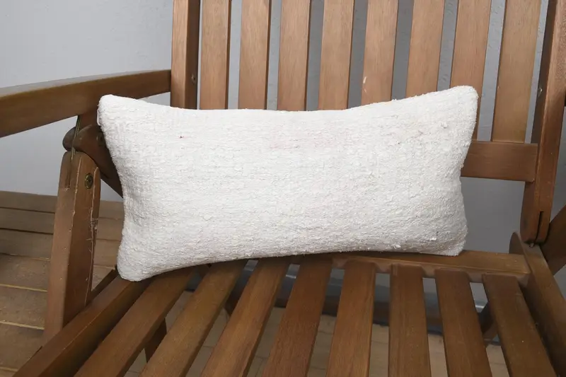 Boho Pillow, Couch Pillow, 8x16 White Cushion, Interior Designer Pillow, Handmade Kilim Cushion, Pillow Case, Retro Throw Pillow Cover - 1