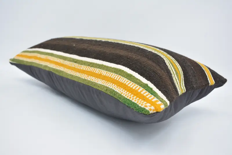 Boho Pillow Sham Cover, Pillow Sham, Handmade Cushion, Gift Pillow, Pastel Pillow Case, 12x24 Brown Pillow Case, Turkish Kilim Pillow - 6