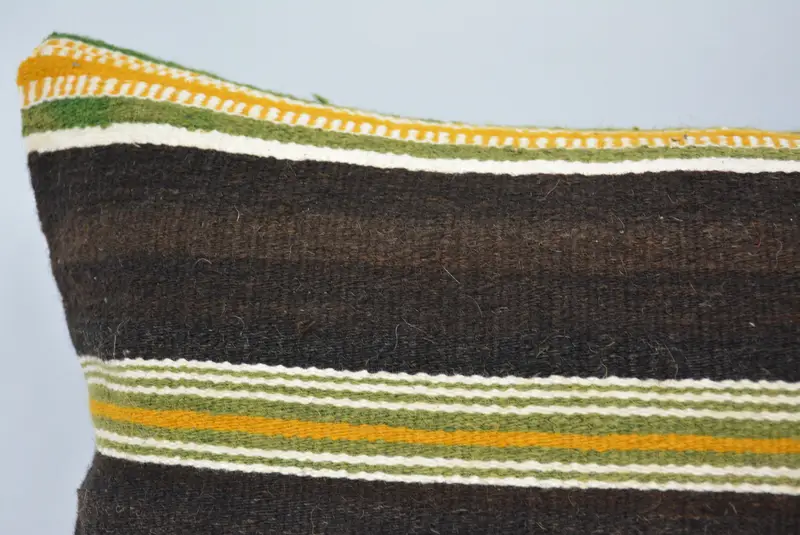 Boho Pillow Sham Cover, Pillow Sham, Handmade Cushion, Gift Pillow, Pastel Pillow Case, 12x24 Brown Pillow Case, Turkish Kilim Pillow - 2