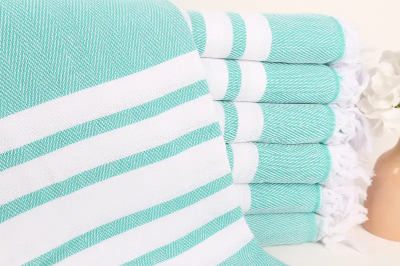 Personalized Towel Benetton Green Chevron, 36x67 Inches