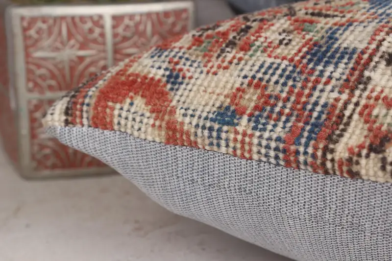 Pillow Case, 12x12 Red Pillow Case, Kilim Cushion Sham, Turkish Kilim Pillow, Sustainable Cushion Cover, Vintage Kilim Throw Pillow - 7