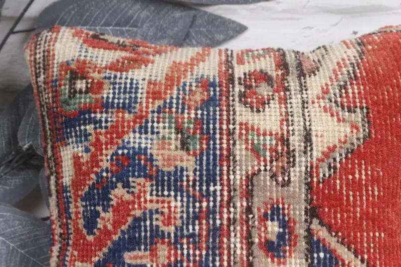 Pillow Case, 12x12 Red Pillow Case, Kilim Cushion Sham, Turkish Kilim Pillow, Sustainable Cushion Cover, Vintage Kilim Throw Pillow - 2