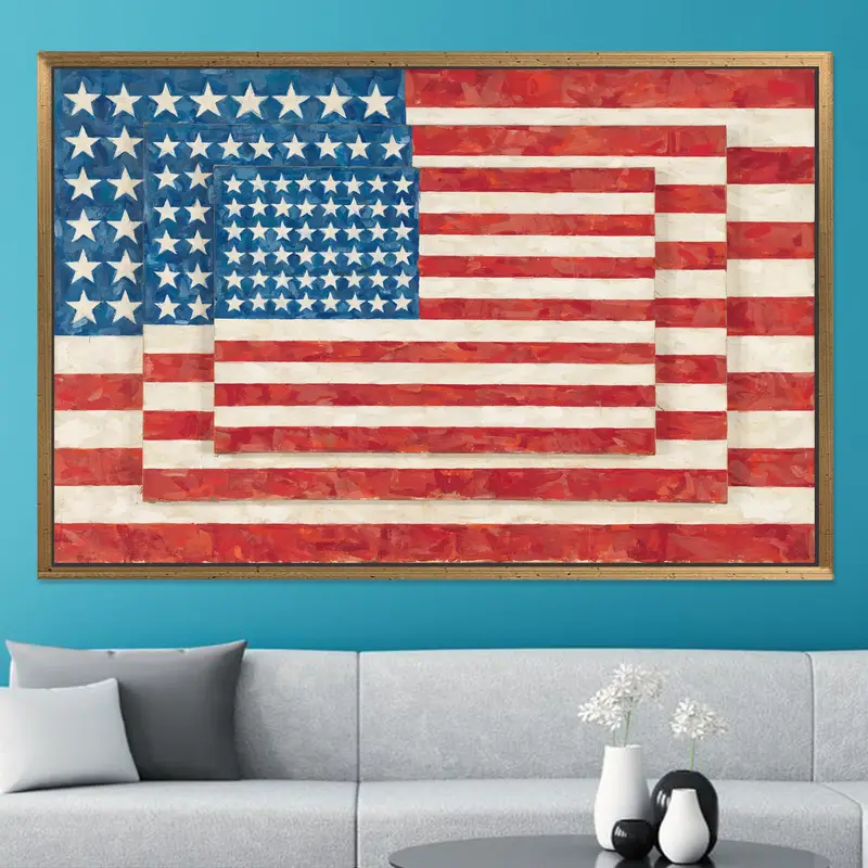 Zarif Amerikan Bayrağı Kanvas Tablo Baskı - Canlı Vatansever Dekor