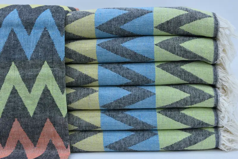 70x40 Cotton Zigzag Design Towel, Eco-friendly Turkish peshtemal towel, Gift For Him, Bachelor Party Favors, Sand-free towel, Home Decor Gifts - 2