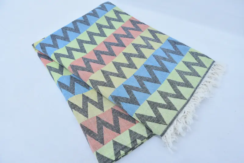 70x40 Cotton Zigzag Design Towel, Eco-friendly Turkish peshtemal towel, Gift For Him, Bachelor Party Favors, Sand-free towel, Home Decor Gifts - 6