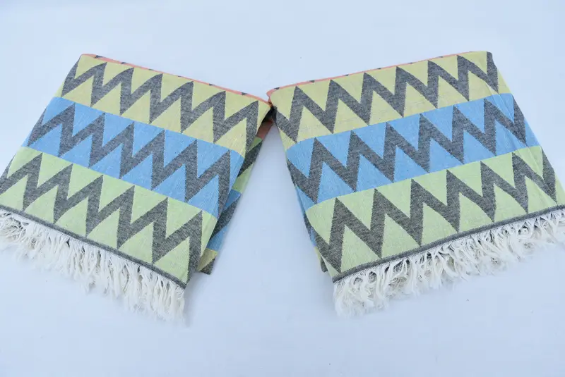 70x40 Cotton Zigzag Design Towel, Eco-friendly Turkish peshtemal towel, Gift For Him, Bachelor Party Favors, Sand-free towel, Home Decor Gifts - 5