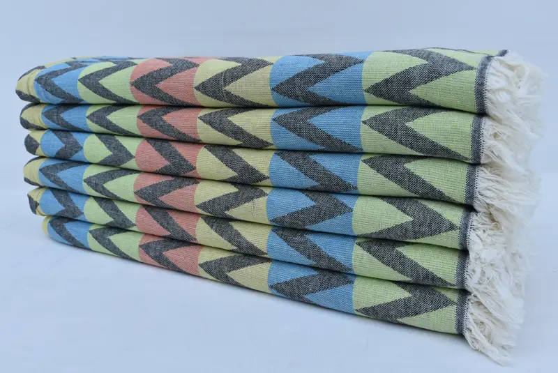 70x40 Cotton Zigzag Design Towel, Eco-friendly Turkish peshtemal towel, Gift For Him, Bachelor Party Favors, Sand-free towel, Home Decor Gifts - 4