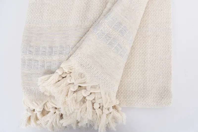 Woven Blanket, Personalized Gifts, Baby Boy Gift, 96x94 Linen Striped Towel, Oversized Beach Towel, Throw Blanket, Valentine Day Gift For Her - 8
