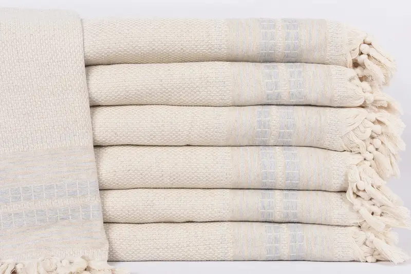Woven Blanket, Personalized Gifts, Baby Boy Gift, 96x94 Linen Striped Towel, Oversized Beach Towel, Throw Blanket, Valentine Day Gift For Her - 1