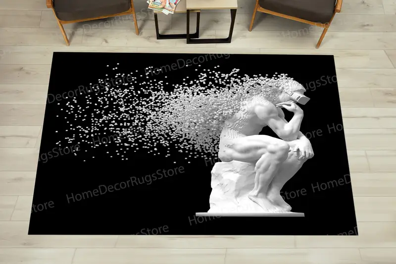 トレンディなオフィス装飾用のエレガントな白黒プリントラグ