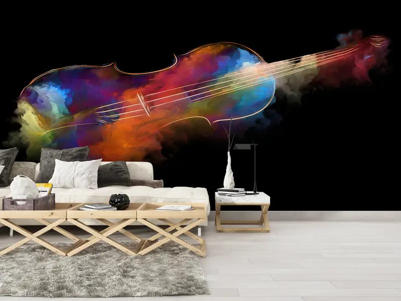 Zarif Soyut Keman Duvar Kağıdı: Modern, Renkli, Baskılı Tasarım